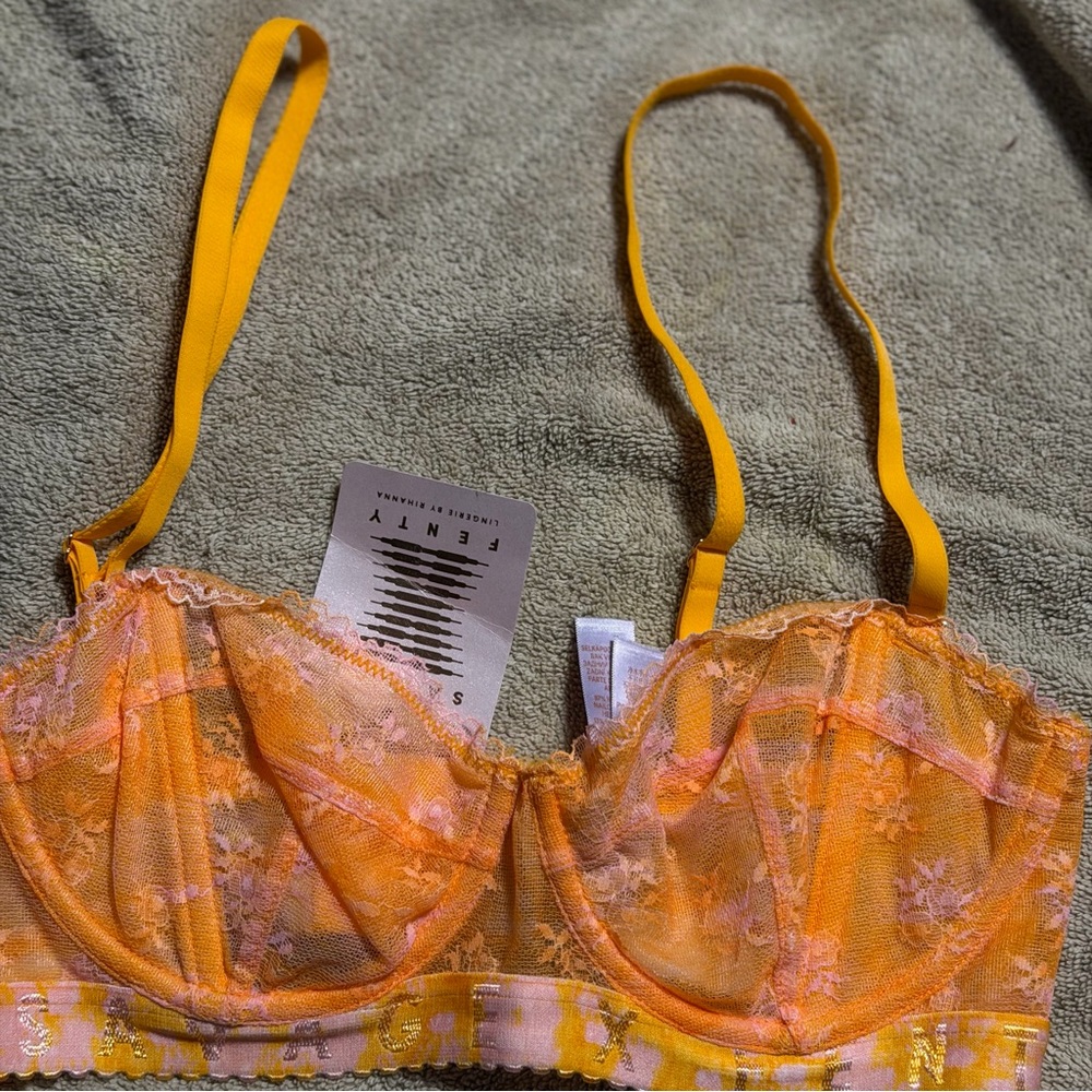 Fenty salvage x by Rihanna Vibrant Orange Lace Bra